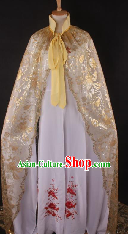 Professional Chinese Beijing Opera Swordswoman Golden Cloak Ancient Traditional Peking Opera Diva Costume for Women