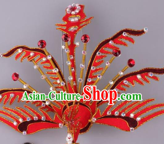 Traditional Chinese Shaoxing Opera Red Phoenix Hairpins Ancient Princess Hair Accessories Headwear for Women