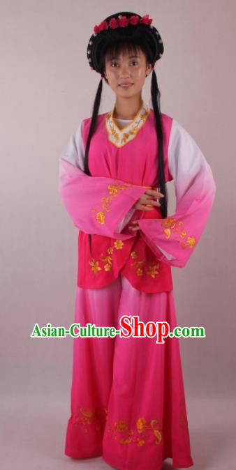 Professional Chinese Beijing Opera Servant Girl Rosy Clothing Ancient Traditional Peking Opera Costume for Women