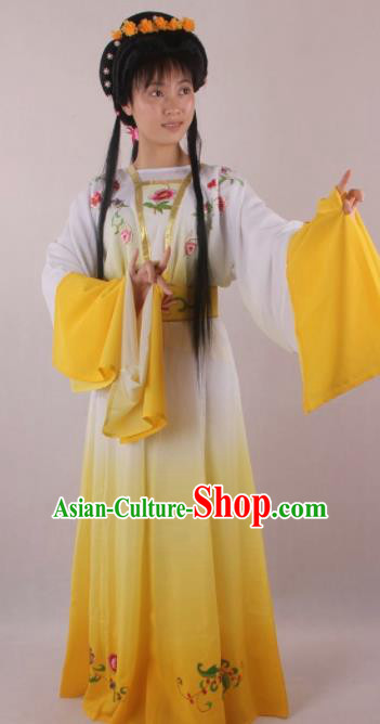 Professional Chinese Beijing Opera Fairy Yellow Dress Ancient Traditional Peking Opera Diva Costume for Women