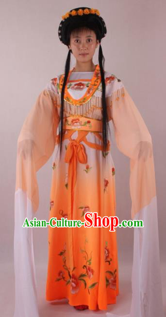 Professional Chinese Beijing Opera Actress Orange Dress Ancient Traditional Peking Opera Costume for Women