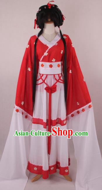 Professional Chinese Beijing Opera Young Lady Red Dress Ancient Traditional Peking Opera Costume for Women