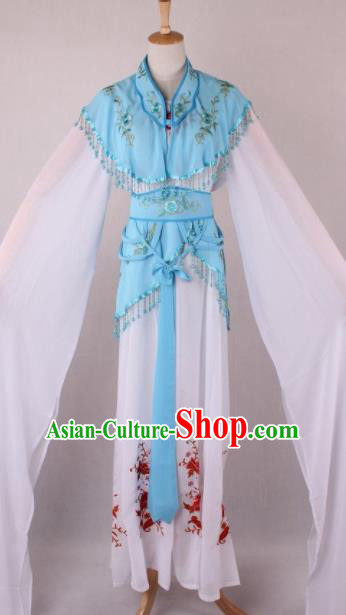 Professional Chinese Beijing Opera Court Lady Blue Dress Ancient Traditional Peking Opera Costume for Women