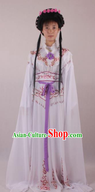 Professional Chinese Beijing Opera Rich Lady White Dress Ancient Traditional Peking Opera Diva Costume for Women