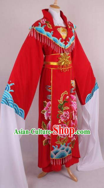 Professional Chinese Beijing Opera Diva Queen Red Dress Ancient Traditional Peking Opera Costume for Women