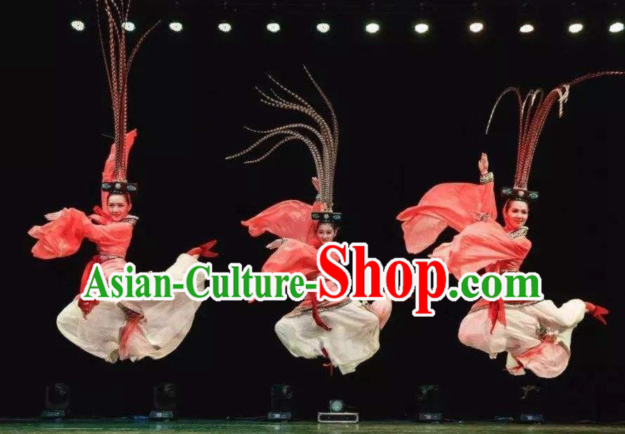 Traditional Chinese Classical Dance Chu Yao Costume Ancient Court Group Dance Dress for Women