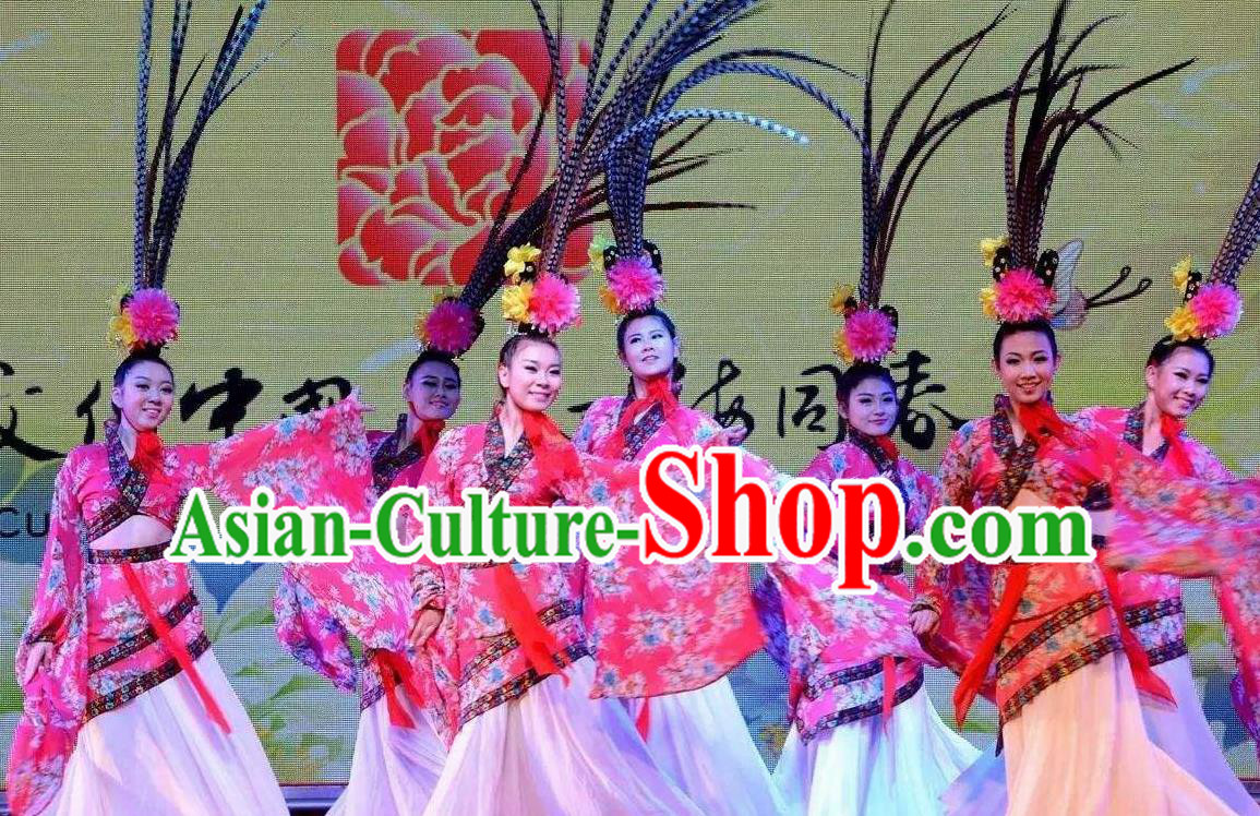 Traditional Chinese Classical Dance Chu Yao Costume Ancient Court Group Dance Dress for Women