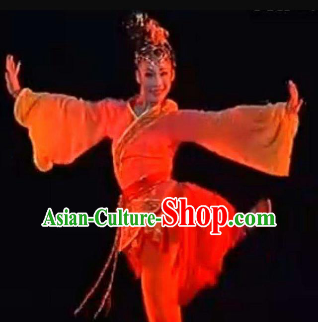 Traditional Chinese Classical Dance Han Feng Li Ying Costume Folk Dance Beautiful Dance Red Dress for Women