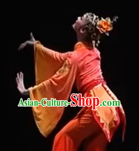 Traditional Chinese Classical Dance Han Feng Li Ying Costume Folk Dance Beautiful Dance Red Dress for Women