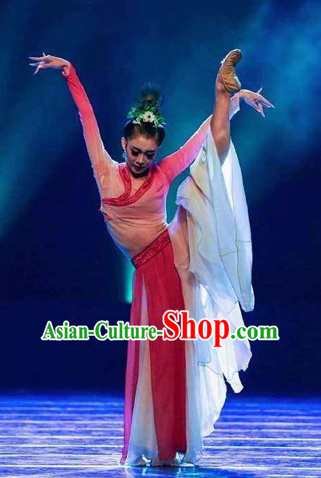 Traditional Chinese Classical Dance Kong Que Dong Nan Fei Costume Drama Stage Show Beautiful Dance Red Dress for Women