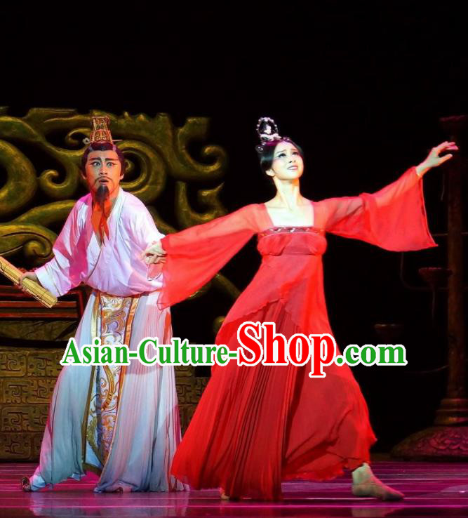 Traditional Chinese Classical Dance Confucius Costume Drama Stage Show Beautiful Dance Red Dress for Women