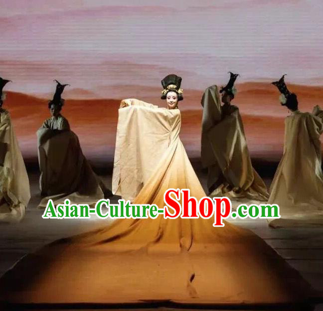 Traditional Chinese Classical Dance Du Fu Li Ren Xing Costume Tang Dynasty Court Stage Show Beautiful Dance Dress for Women