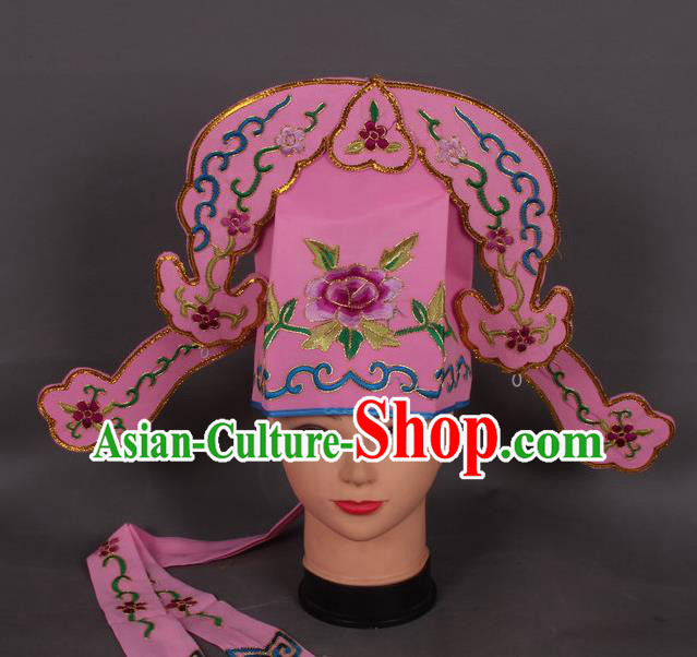 Traditional Chinese Shaoxing Opera Niche Deep Pink Hat Ancient Gifted Scholar Hair Accessories Headwear for Men