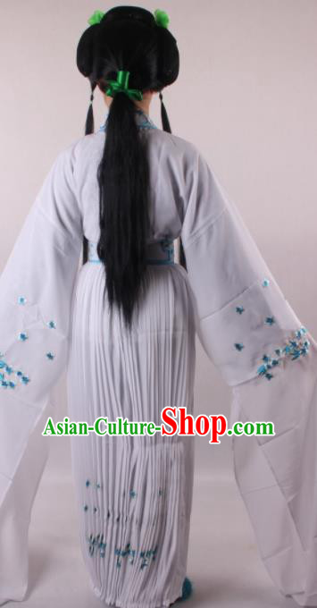 Professional Chinese Shaoxing Opera Princess White Dress Ancient Traditional Peking Opera Young Lady Costume for Women