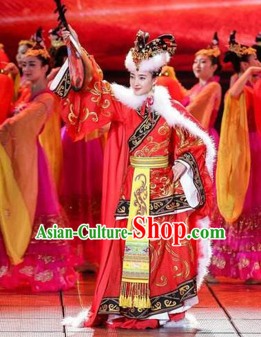 Chinese Beautiful Dance Four Beauties Wang Zhaojun Costume Traditional Classical Dance Competition Dress for Women