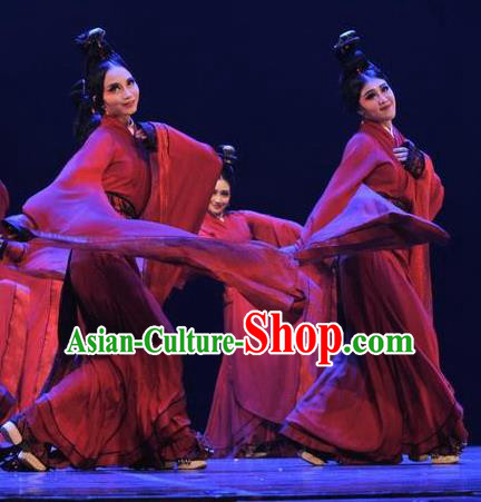 Chinese Beautiful Dance Xiang Ji Wu Costume Traditional Water Sleeve Dance Classical Dance Competition Dress for Women