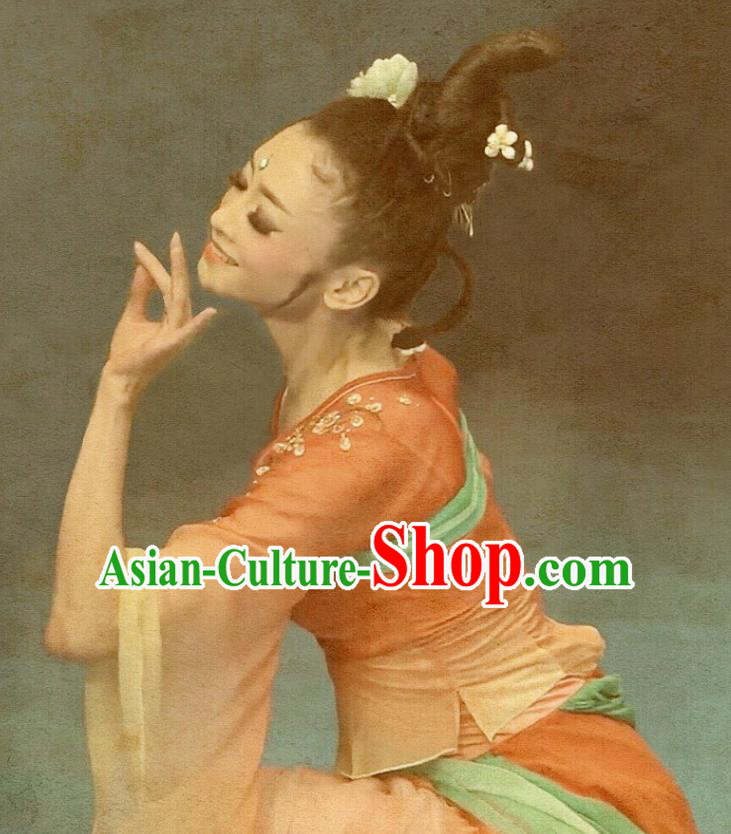 Chinese Beautiful Dance Xi Shang Mei Shao Costume Traditional Umbrella Dance Classical Dance Competition Dress for Women