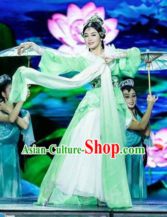 Chinese Beautiful Dance Four Beauties Xi Shi Costume Traditional Umbrella Dance Classical Dance Competition Dress for Women