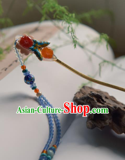 Chinese Ancient Princess Hair Accessories Traditional Hanfu Tassel Butterfly Hairpins for Women