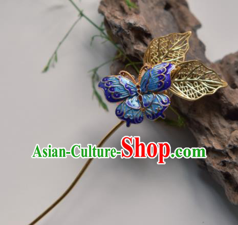 Chinese Ancient Princess Hair Accessories Traditional Hanfu Cloisonne Butterfly Hairpins for Women