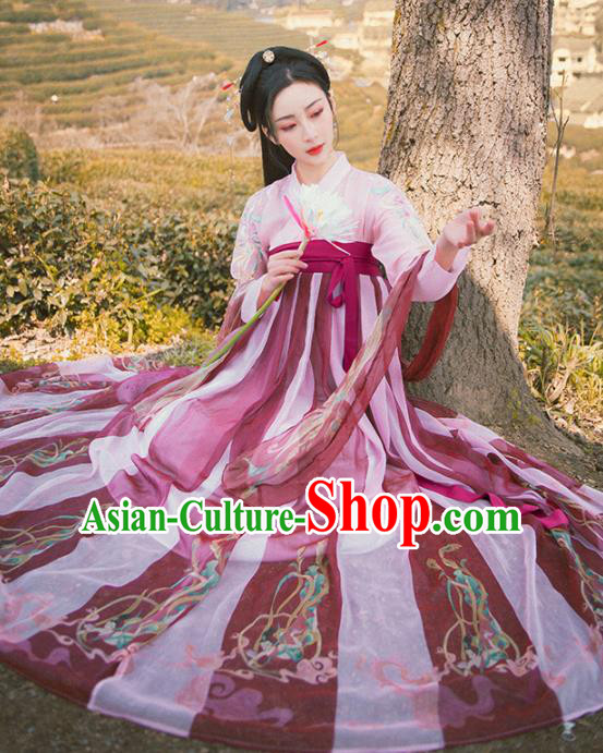 Traditional Chinese Tang Dynasty Historical Costume Ancient Court Princess Hanfu Dress for Women