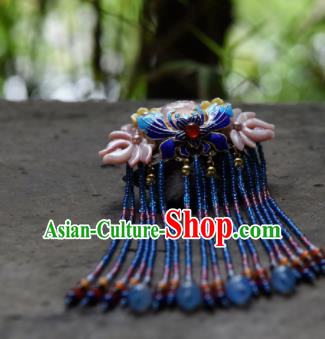 Chinese Ancient Princess Hair Accessories Cloisonne Butterfly Tassel Hair Claw Traditional Hanfu Hairpins for Women