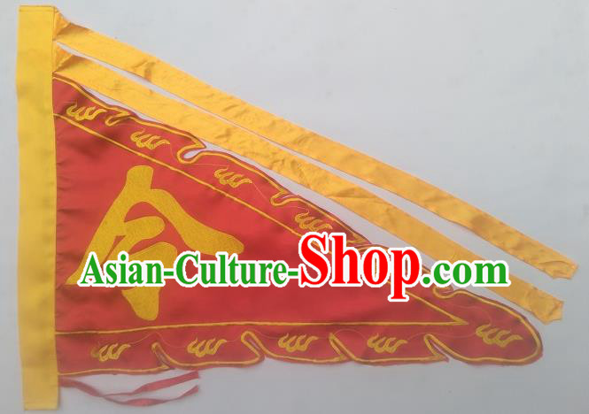 Chinese Traditional Dragon Boat Competition Red Silk Triangular Flag Embroidered Flag