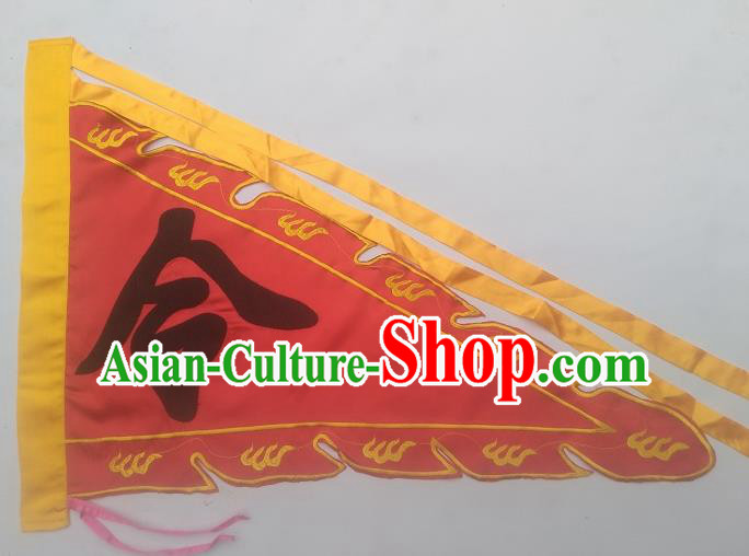 Chinese Traditional Dragon Boat Competition Red Silk Triangular Flag Embroidered Flag