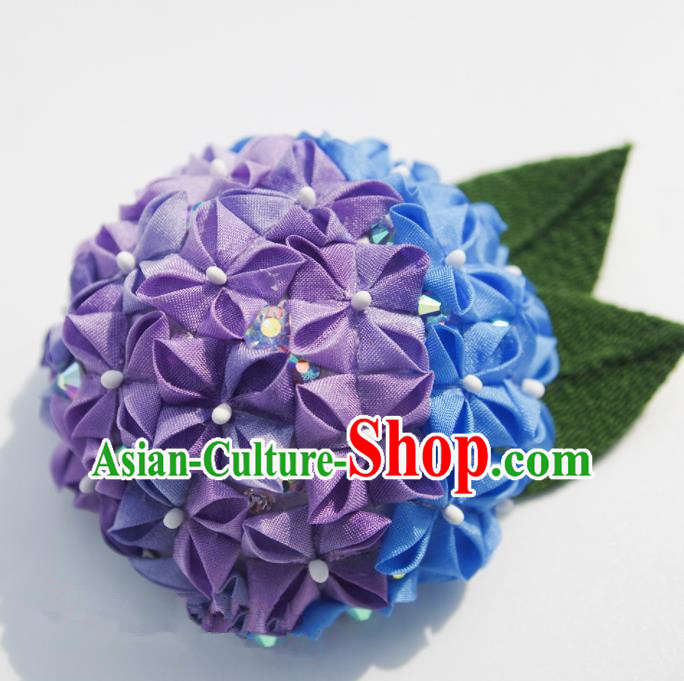 Japanese Geisha Hydrangea Brooch Traditional Yamato Kimono Breastpin Accessories for Women