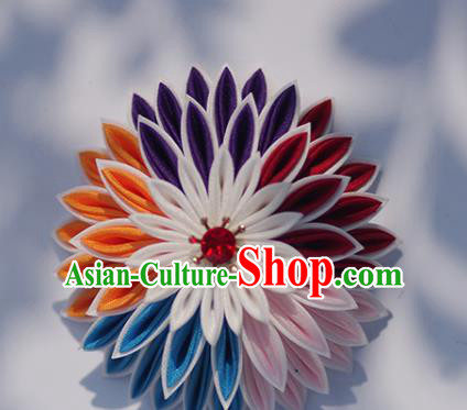 Japanese Geisha Kimono Colorful Chrysanthemum Hair Claw Hairpins Traditional Yamato Hair Accessories for Women