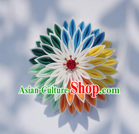 Japanese Geisha Kimono Chrysanthemum Hair Claw Hairpins Traditional Yamato Hair Accessories for Women