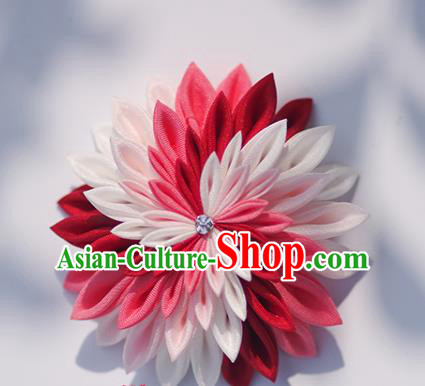 Japanese Geisha Kimono Rosy Chrysanthemum Hair Claw Hairpins Traditional Yamato Hair Accessories for Women