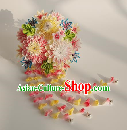 Japanese Geisha Kimono Chrysanthemum Tassel Hairpins Traditional Hair Accessories for Women