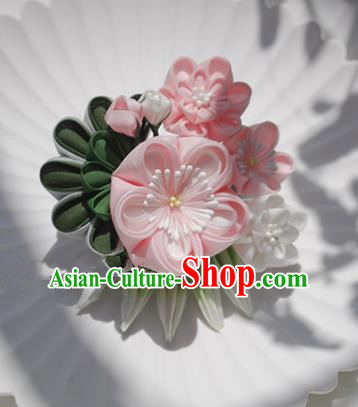 Japanese Geisha Kimono Pink Plum Hair Claw Hairpins Traditional Yamato Hair Accessories for Women