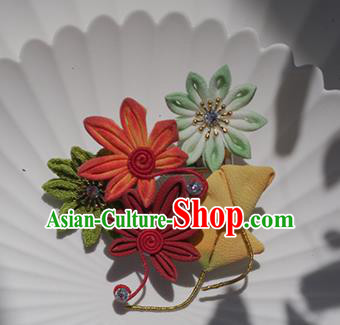 Japanese Geisha Kimono Maple Leaf Hair Claw Hairpins Traditional Yamato Hair Accessories for Women