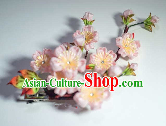 Japanese Geisha Kimono Pink Sakura Hair Claw Hairpins Traditional Hair Accessories for Women
