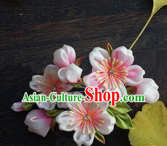 Japanese Geisha Kimono Pink Sakura Hair Claw Hairpins Traditional Yamato Hair Accessories for Women