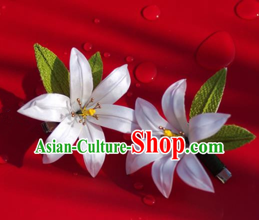 Japanese Geisha Kimono Lily Flower Hair Claw Hairpins Traditional Yamato Hair Accessories for Women