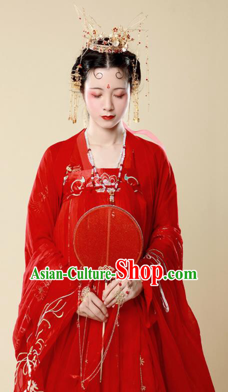 Traditional Chinese Tang Dynasty Bride Wedding Historical Costume Ancient Drama Princess Red Hanfu Dress for Women