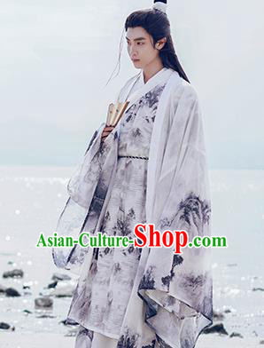 Traditional Chinese Jin Dynasty Nobility Childe Historical Costume Ancient Drama Swordsman Hanfu Clothing for Men