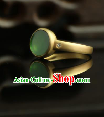 Chinese Ancient Court Emerald Ring Traditional Princess Hanfu Jewelry Accessories for Women