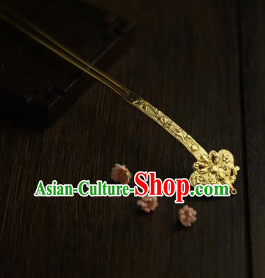 Chinese Ancient Princess Golden Butterfly Hairpins Traditional Hanfu Hair Clip Hair Accessories for Women