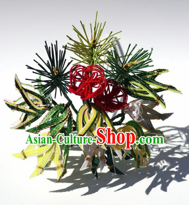 Japanese Geisha Kimono Pine Bamboo Hair Claw Hairpins Traditional Yamato Hair Accessories for Women