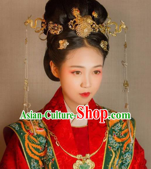 Chinese Ancient Queen Phoenix Tassel Hairpins Traditional Hanfu Hair Clip Hair Accessories for Women