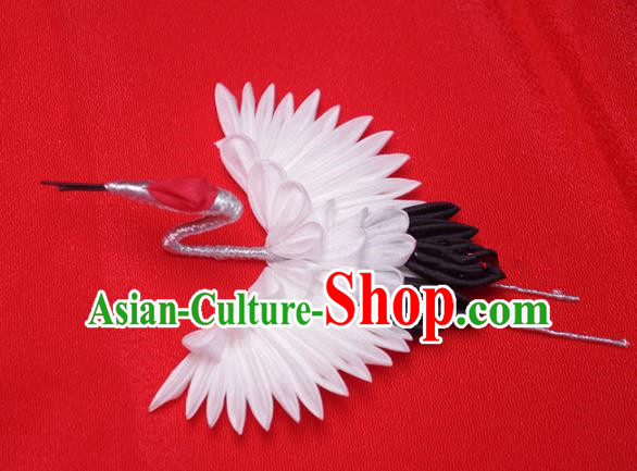 Japanese Geisha Kimono Black Crane Hairpins Traditional Yamato Hair Accessories for Women