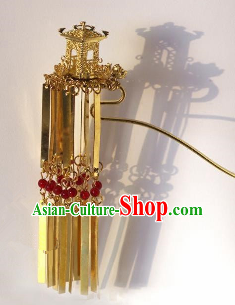 Japanese Geisha Kimono Golden Palace Tassel Hairpins Traditional Yamato Hair Accessories for Women