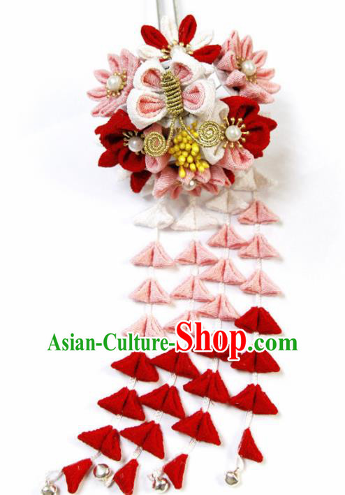 Japanese Geisha Kimono Wisteria Butterfly Tassel Hairpins Traditional Yamato Hair Accessories for Women