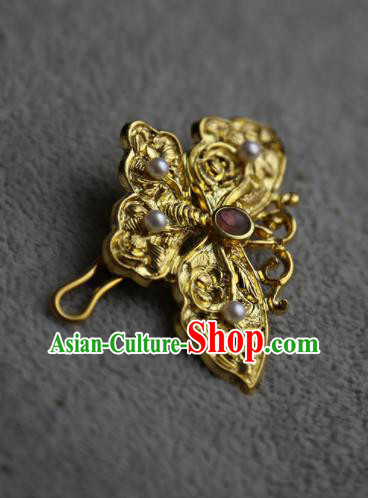 Chinese Ancient Queen Golden Butterfly Hair Claw Hairpins Traditional Hanfu Hair Clip Hair Accessories for Women