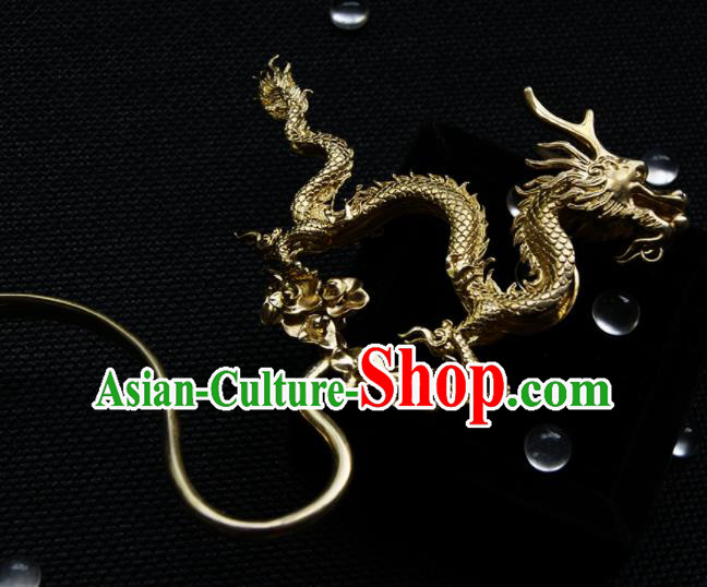 Chinese Ancient Ming Dynasty Hairpins Golden Dragon Hair Clip Traditional Hanfu Hair Accessories for Women