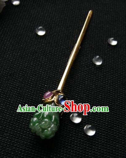 Chinese Ancient Ming Dynasty Jade Hairpins Hair Clip Traditional Hanfu Hair Accessories for Women